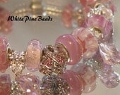European Style Charm Bracelet Breast Cancer Awarenss Pink Ribbon by WhitePineBeads