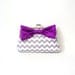SALE- Gray ZigZag Print Clutch Purse with Big Bow
