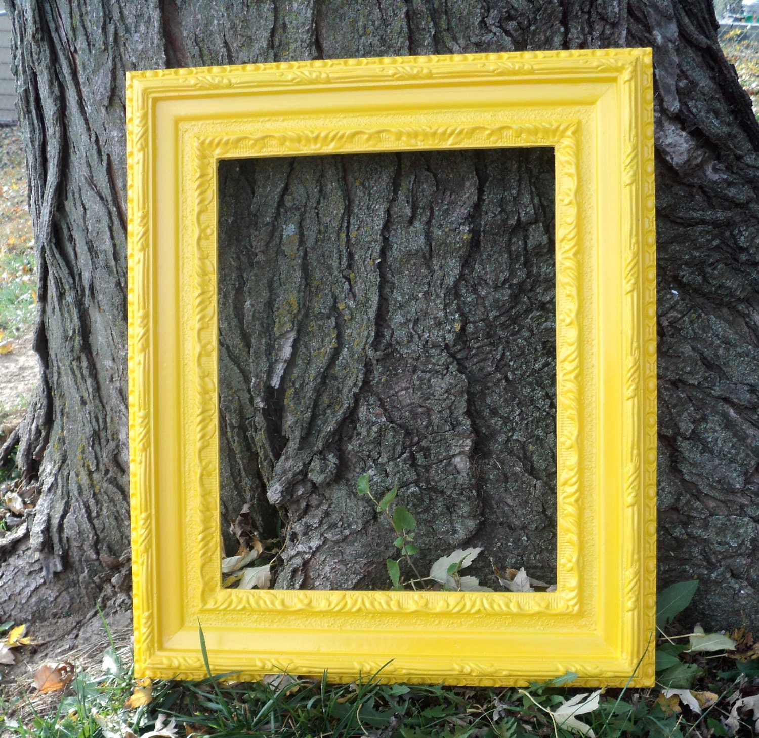 Large Sunny Yellow Picture Frame Vintage Photo Prop Wedding