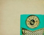 mid century wall art, still life photography, sixties photo, retro, transistor radio, teal, mad men,  - Radio Radio, 8x12  photograph