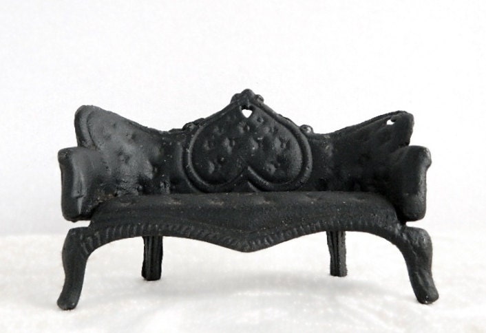 Vintage Victorian Cast Iron Sofa - Collectible Miniature Doll House Furniture
