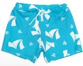 Frankie Four Handmade Men's Vintage Style Aqua Swim Trunks