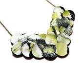 Yellow Circle Leather Statement Necklace, Chevron Necklace