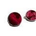 Red leather circle earrings, Posts