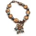 Copper Bracelet Blue Bracelet Trefoil Charm Lampwork Glass Bead B-87-L