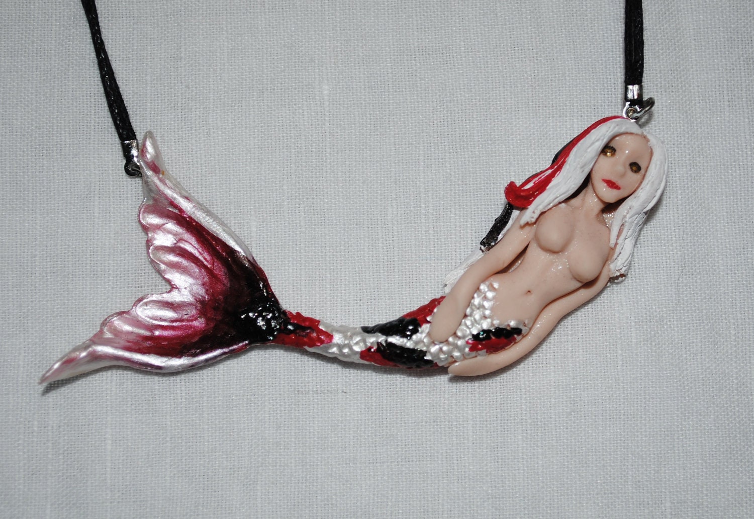 Koi mermaid with red black and pearl tail (medium)