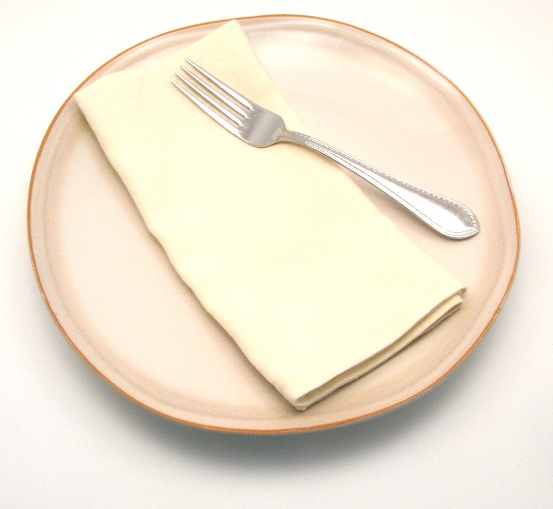 Ivory Linen Cloth Napkins, Cream, Wedding, 18 Inch, Set of Four