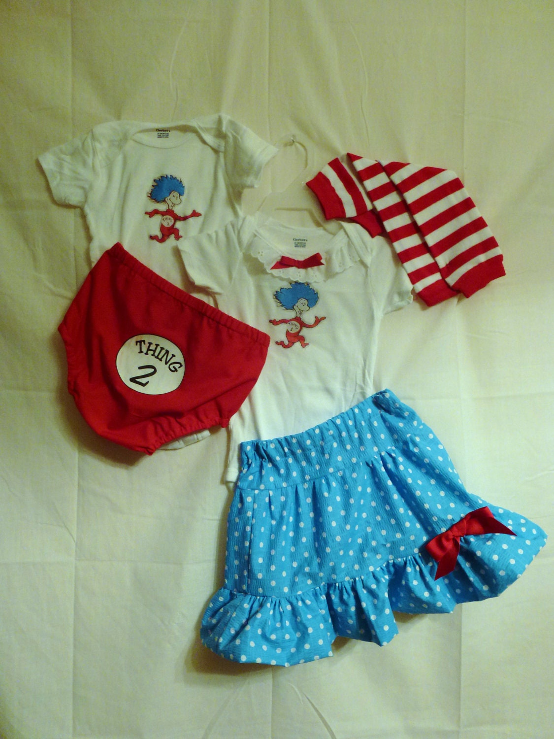 Twin Thing 1 Thing 2 Boy Girl Boutique outfits Dr Suess Bloomer Onsie Outfits  NB up to size 4
