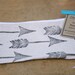 Arrows Pencil Case Back to School Zippered Canvas Pouch Block Print in Black ink