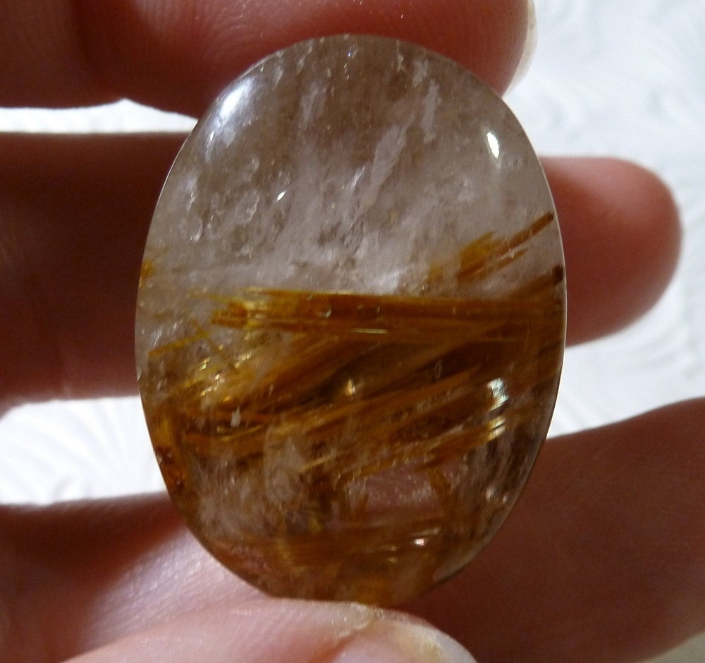 Quartz crystal, rutilated with golden strands and Ready to ship in one business day