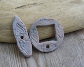Ceramic Toggle clasp with hearts   ooak