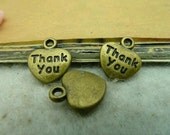 30pcs 11x12mm The Thank you Antique Bronze Retro Pendant Charm For Jewelry Bracelet Necklace Charms Pendants C3292
