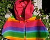 Rainbow Hooded Fleece Poncho