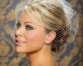 Birdcage Veil, Bird Cage Veil, Blusher Veil, Large Full Bridal Veil in Russian Netting - 18" - Made to order in White, Ivory, and Black