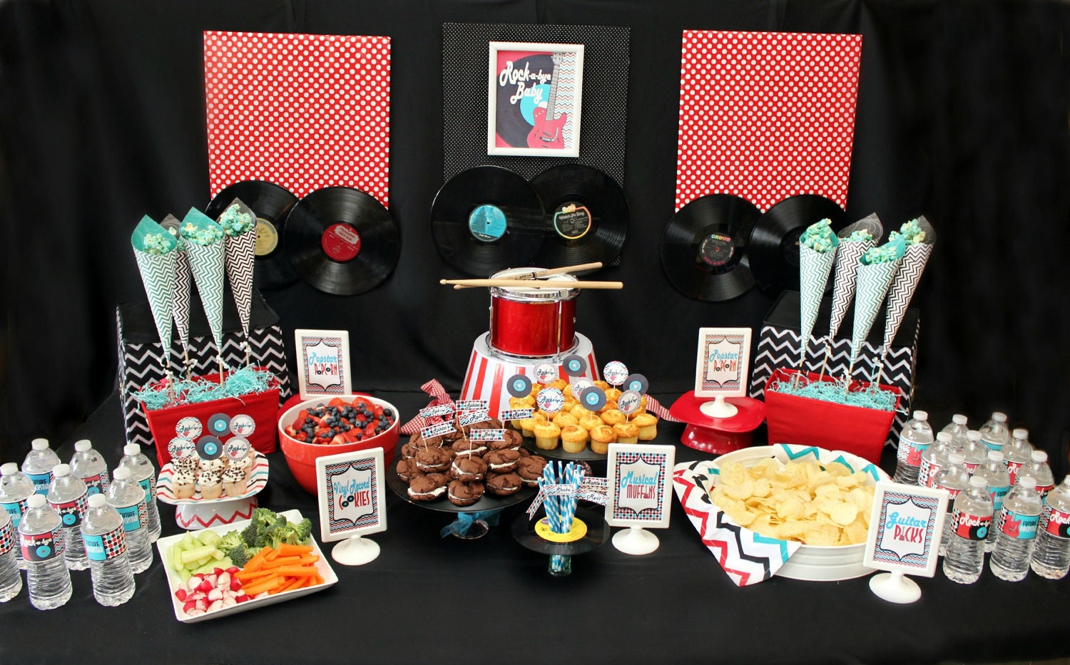 Rock and Roll Baby Shower Decorations- Printable Rocker Party Decorations PDF/JPEG- As seen on Pizzazzerie Il_170x135