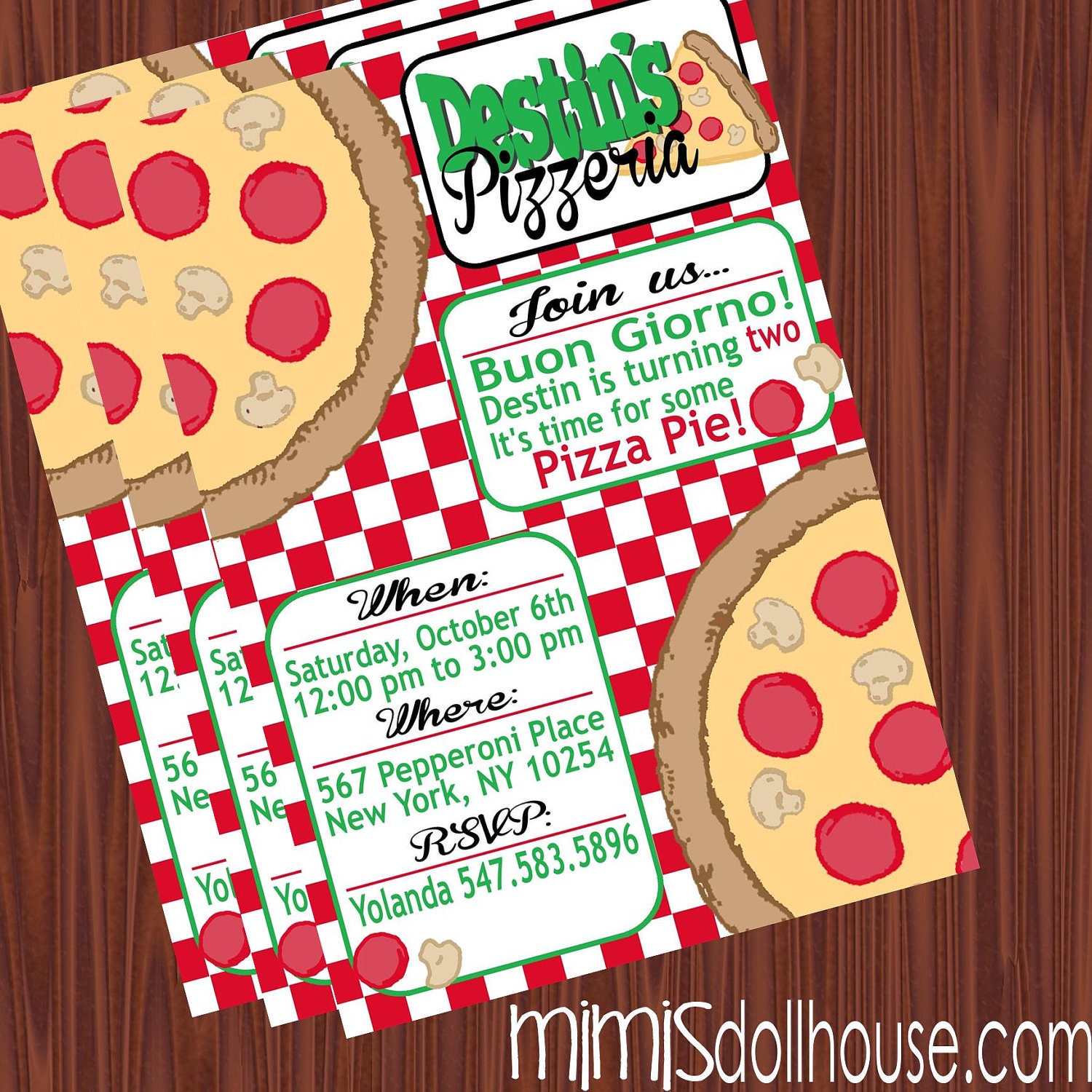 Pizza Invitation- Printable Pizzeria Birthday Invitation PDF/JPEG Il_570xn