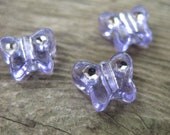 Purple Butterfly Beads, Acrylic, Rhinestones, 10mm 30 pcs