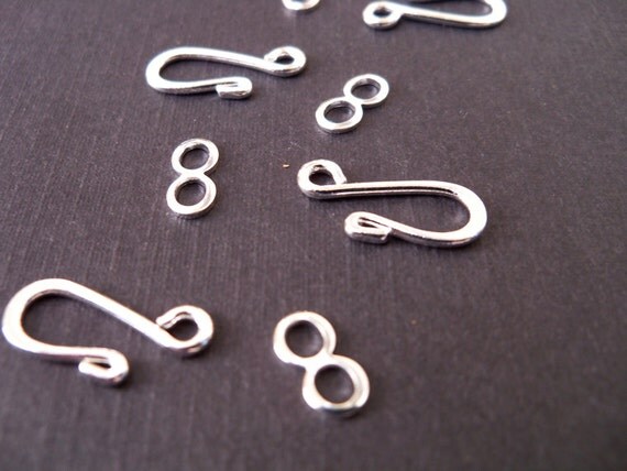 Silver Plated Hook and Eye Clasp, 10 sets