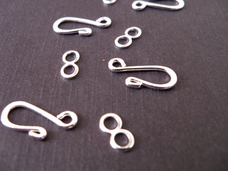 Silver Plated Hook and Eye Clasp, 10 sets