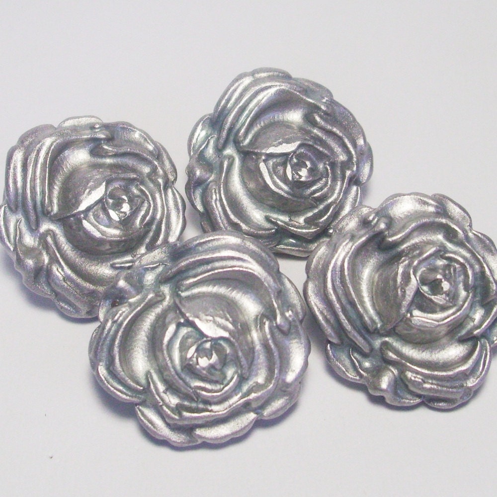 Silver Rose Push pins Decorative Flower Thumb Tacks Office Supplies Desk Accessories Cork board Thumbtack Set of Roses Office Organizers