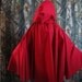 Child's Reversible Little Red Riding Hood Cloak or Cape In Bold Red, size 7 years to 12 years