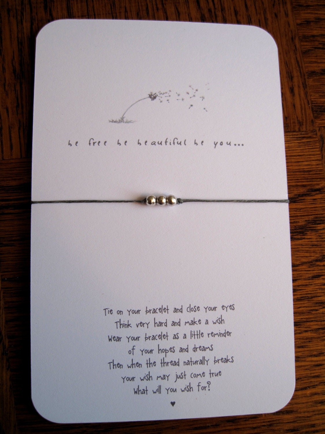 befree be beautiful be you...wish string bracelet