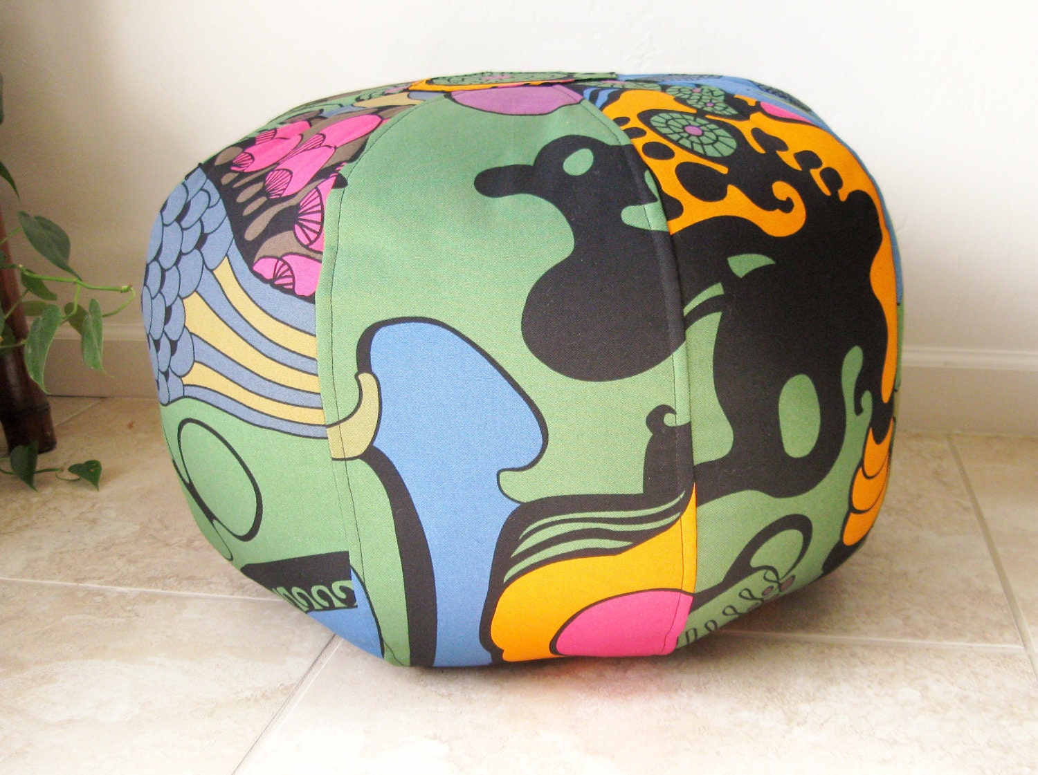 Abstract,   Medium Size  Floor Pouf/Ottoman, made from Ikea Fabric
