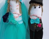 Sock plush geekery -Wedding sock monsters-Bride and Groom just married-wedding gifts-keepsake