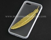 Iphone 5 Case, golden feather Iphone 5 Case, iPhone Case 5 white side clear case for iphone 5