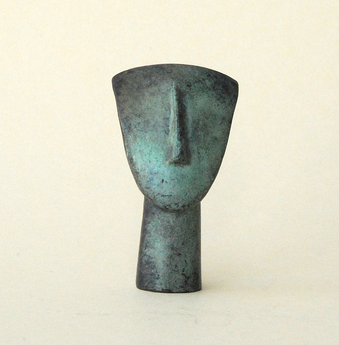 Greek Abstract Figurine Head in Bronze