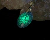 Amulet of the Dragon Keeper - Magical Purple Dragons Vein Agate That Glows From Within - Neon Green Glow in the Dark Effects