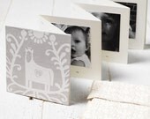 ONCE-A-YEAR BOOK, White Horse design/ Hand bound baby's photo album keepsake & memory book, journal and first words notebook all in one.