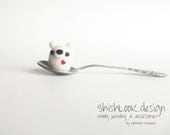 Tea Spoon Polar Bear, Hand Felted Miniature Animal, White Bear,(MADE TO ORDER)