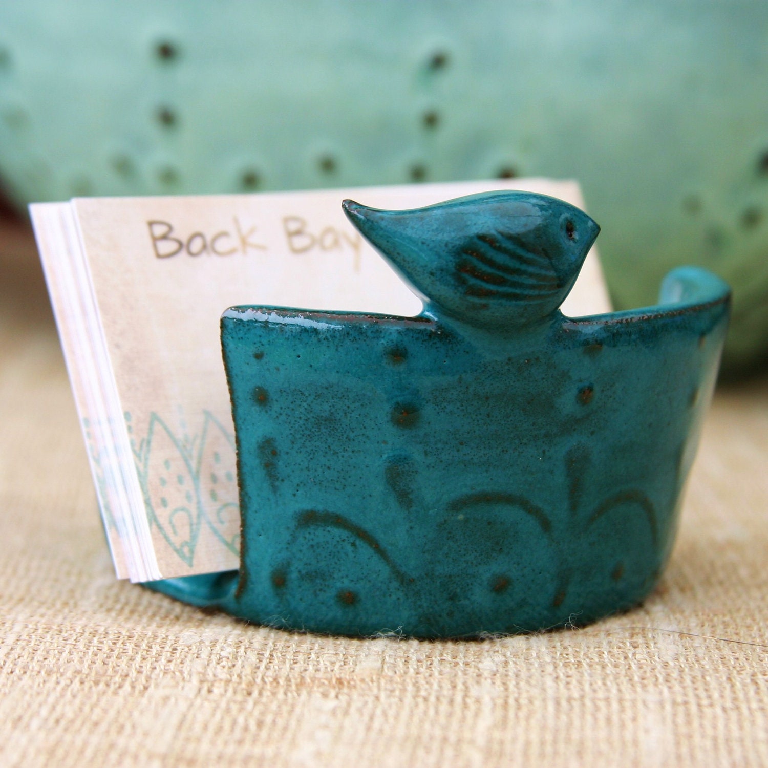 Tiny Bird Kitchen Sponge Holder - Shabby Chic Home Decor - Turquoise Teal