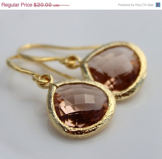 Summer Sale: Golden Peach drop earrings