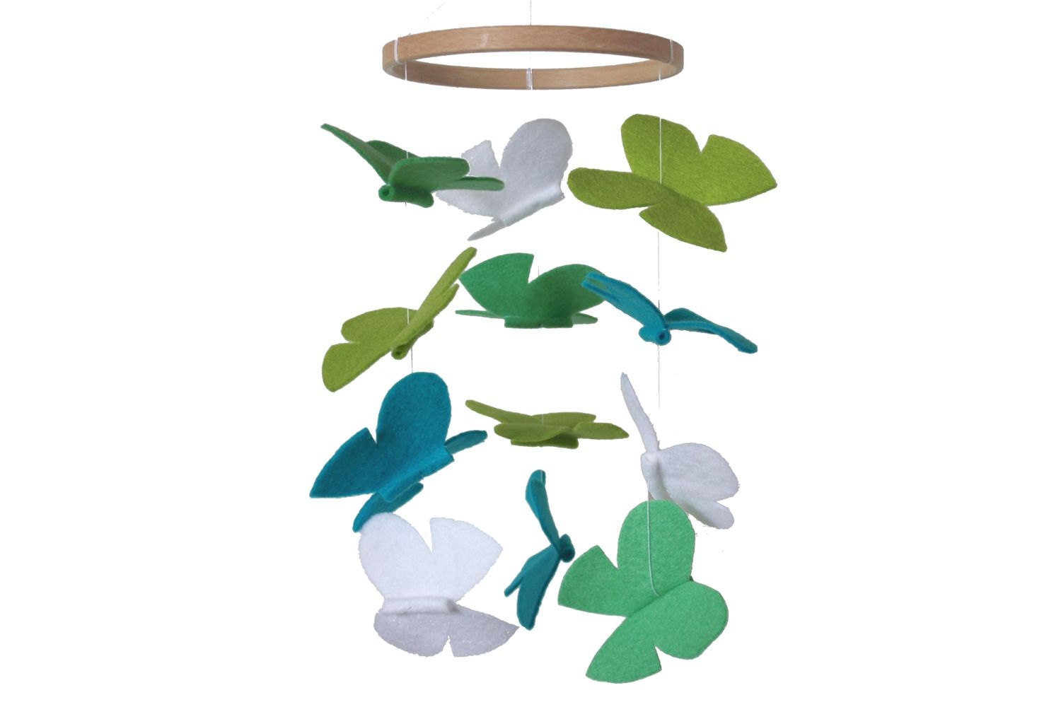 Spring Butterfly Crib Mobile - Mint Green Aqua Turquoise White - Nature Mobile - Green Nursery Decor