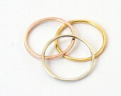 3  SMOOTH RINGS-Sterling Silver-Rose-Gold-Silver SIZE 6-6-6