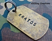 custom dog tag / military / brass / distressed / large : The New-Classic Dog Tag