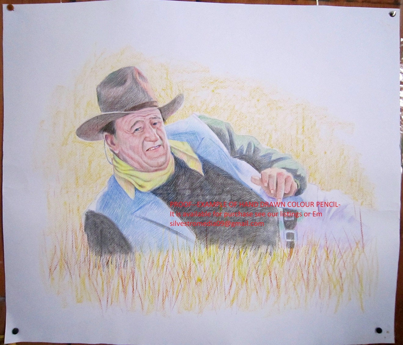 Hand Drawn Custom Portrait (Color pencil) on Art Paper From Your Photo-Free Shipping USA