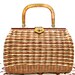 the last straw. vintage 60s cute straw purse with tortoise lucite handle & brass hardware