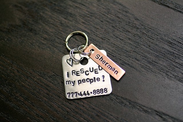 I Rescued My Peeps - Pet ID Tag w/Name