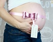 Sequin Bow Maternity Sash for Baby Girl Pregnancy Photo Prop Surprise Gift Belly Belt Don't Open Until