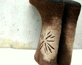 Hand felted women boots Coffee and Sun