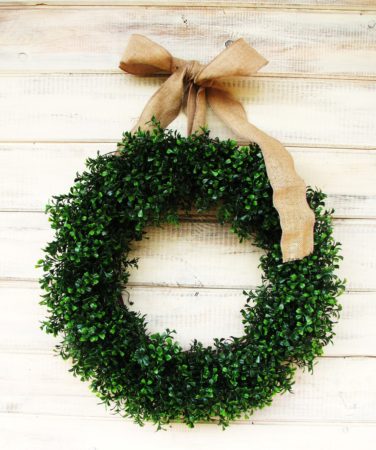 BURLAP BOXWOOD-Large Grapevine Door Wreath-Artificial Boxwood Wreath-Scented Apple Cinnamon-Choose Scent