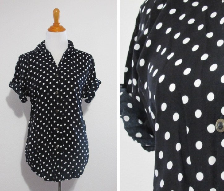 Vintage Black Polka Dot Top