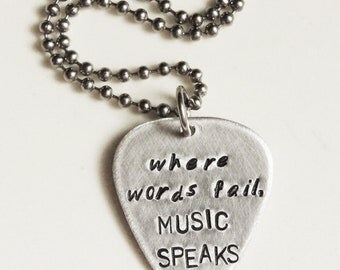 Custom Guitar Pick Necklace - This design will be included in the official 2012 CMA Gift Bags - Silver Personalized Music Lovers Gift