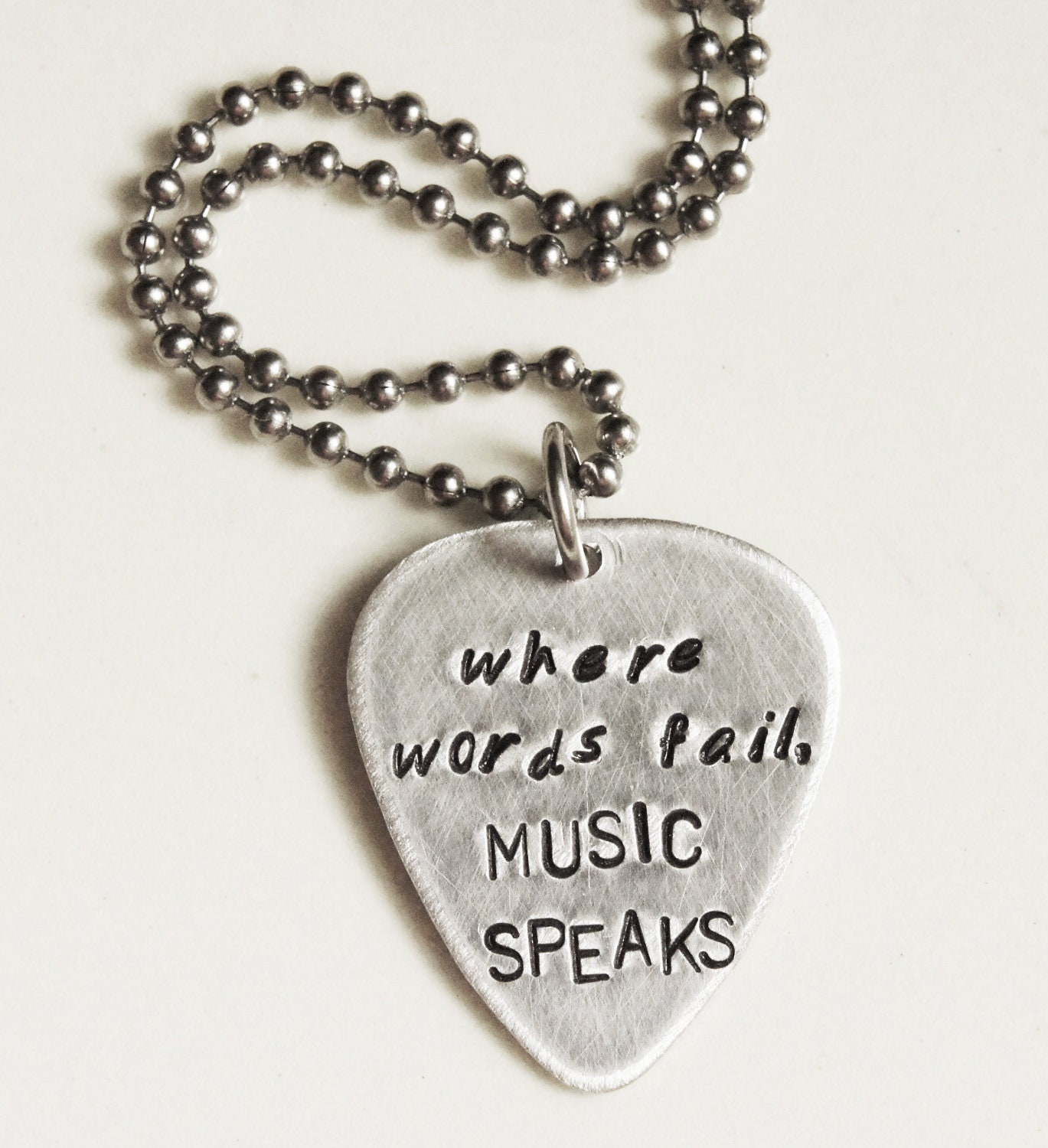 Custom Guitar Pick Necklace - This design will be included in the official 2012 CMA Gift Bags - Silver Personalized Music Lovers Gift