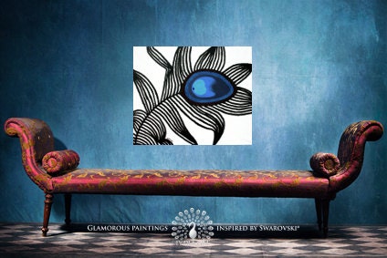 Wall decor "My pride" peacock wall art on canvas 20x24 abstract painting - peacock blue decor by Lydia Gee
