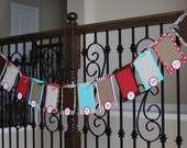 First Birthday Photo Banner - First Year Banner - Sock Monkey - Design D