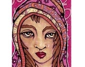 Original ACEO Mystical Woman with Scarf OOAK